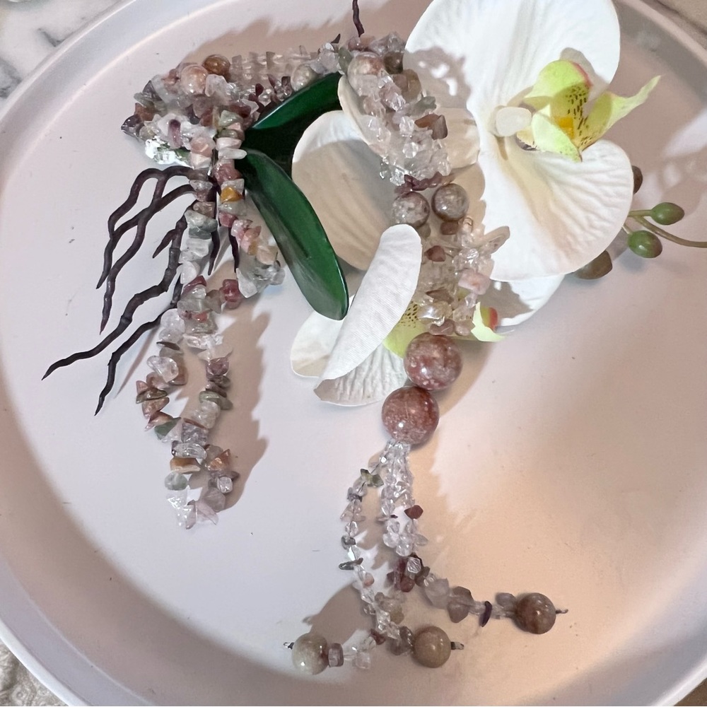 Bloodstone Quartz Beaded Large Statement Necklace… - image 2